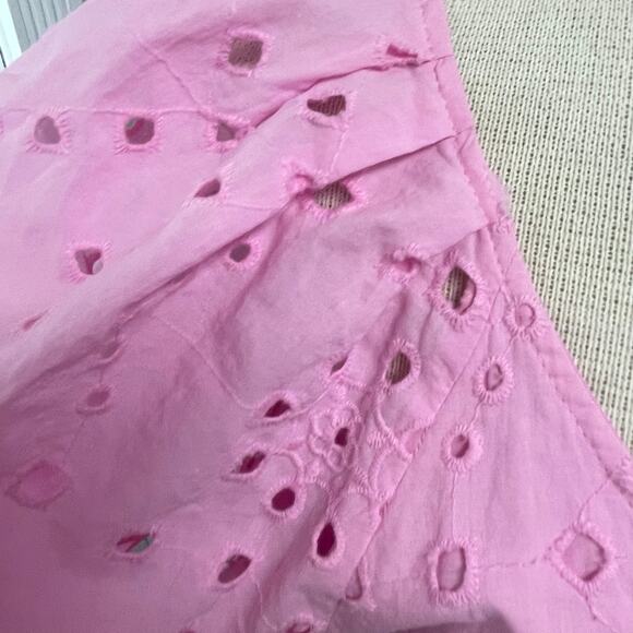 Meet Me In Santorini Pink Midi Dress Size Large Cottage Prairie Babydoll - Picture 4 of 5